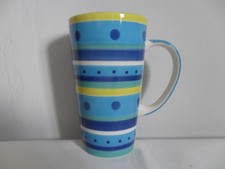WHITTARD OF CHELSEA LATTE/COFFEE MUG 15.5 CM SPRIPES/SPOTS HAND PAINTED