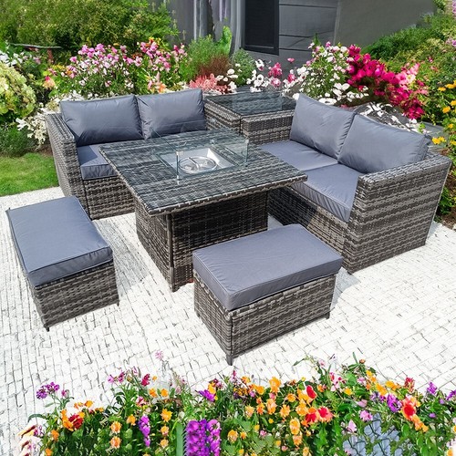 Rattan fire pit table wicker - table,