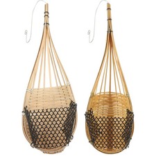  2 Pcs Small Hanging Planters Decorative Woven Basket Bamboo Flower Orchid