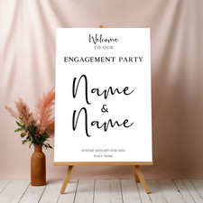 Personalised Engagement Sign, Minimalist Wedding Welcome Sign A1 A2 A3 A4