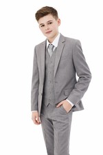 Boys Suits, 5 Piece Light Grey