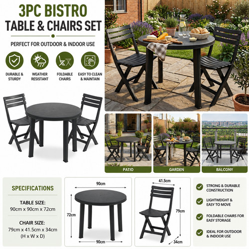 3pc garden bistro table - table, &