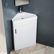 Corner Bathroom Vanity Unit White Matt Gloss Sink Basin Storage Cabinet WC 560mm