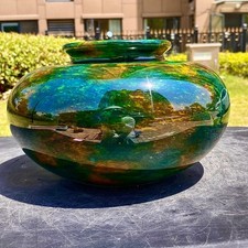 8.33LBNatural Colorful Jade Flower Vase Collection Decoration Treatment Stone