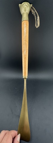 Vintage brass shoe horn - shoe,