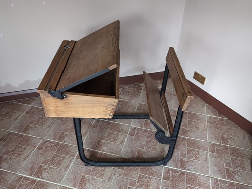 Vintage wooden school desk - wooden, old