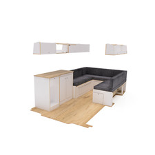 Large Van VW Crafter - U Shape Bed System - Camper Van Furniture