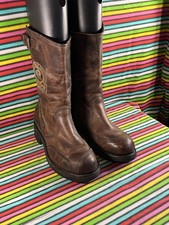 Vintage Men's Sendra Cowboy Western Biker Brown Leather Roper Riding Boot Uk 7.5