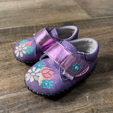 Pediped Olivia Floral Lavender Shimmer Leather Mary Jane Shoes, 12-18 mo.