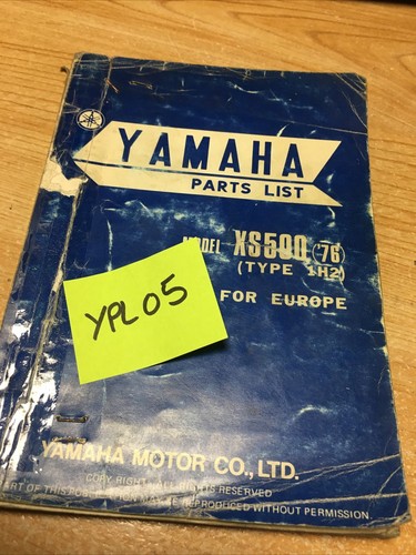 Yamaha parts list xs500 1976 - list,