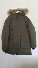 Zara Men’s Parka Green Quilted Hooded Jacket Padded Coat Size XL