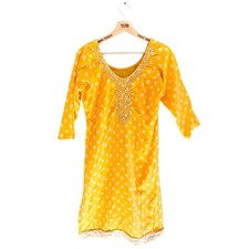 Ladies Yellow Beaded 3/4 Tunic