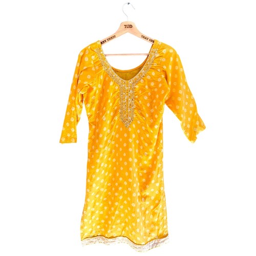 Ladies yellow beaded tunic - ladies,