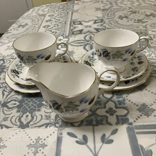 Colcough Linden 2 X  Tea Cups Saucers Tea Plates And Milk Jug Contemporary Pat