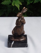 Statue Rabbit Hare Wildlife Art Deco Style Art Nouveau Style Bronze Signed Sculp