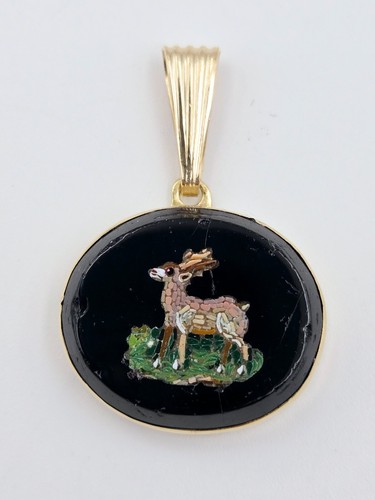 Micro mosaic pendant deer stag - pendant,