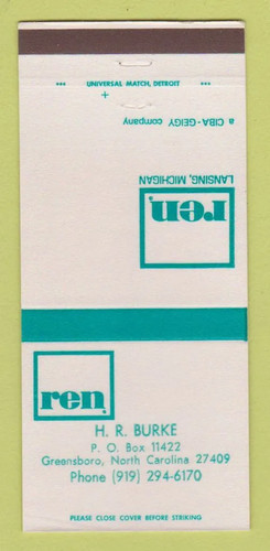 Matchbook cover ren - ren, ciga