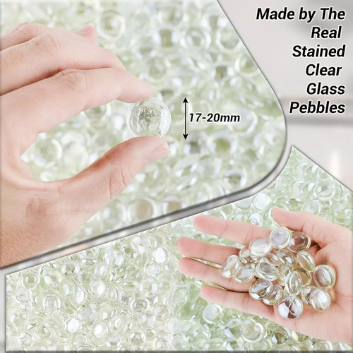 160pcs clear glass pebbles - glass,