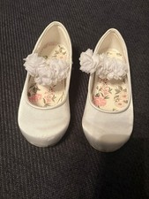 Next Ivory Satin Flower Girl Shoes UK Size 7.5