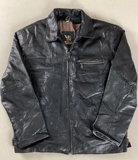 Vintage Leather Highwayman Jacket Bomber Jacket Black Size XL