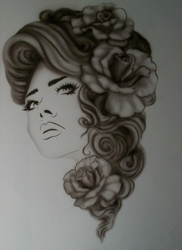 Women lady roses - by, step
