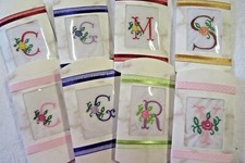Ladies Hankies Personalised Initial Flower - scallop edge on all 4 sides
