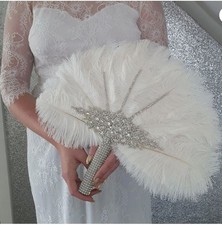 Ostrich Feather Wedding Fan