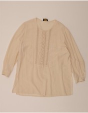 ELENA MIRO Womens Shirt Blouse UK 16 Large  Beige Silk BT14