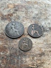 Old 1901 British Pennies One