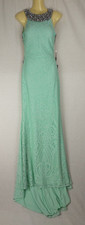 Pia Michi Mint Lace Maxi Dress Embellished Lowcut Open Back Prom EU 36 UK 8