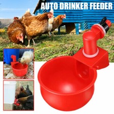 2PCS Automatic Cups Water Feeder Drinker Chicken Waterer Poultry Chook Bird 2022