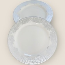 Denby Monsoon Filigree Silver 2x Salad Dessert Plates 8.5” Hardly Used Excellent