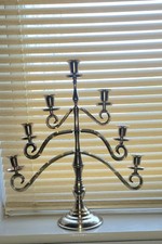 Vintage Candlestick Candelabra Seven Arm Candle Holder brass metal 16inches Tall