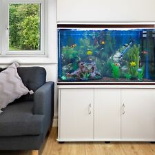 Fish Tank Aquarium Cabinet White 300L 65 Gal LED Natural Gravel + Ornaments