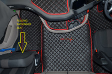 ECO LEATHER FLOOR MATS -BLACK/Red  FIT Daf  XG , XG+  [ FOLDING PASSENGER SEAT]