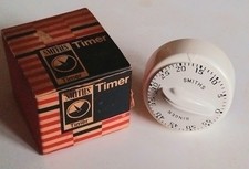 Vintage SMITHS Clockwork Cooking White 60min Ringer Timer Boxed Kitchenalia NOS