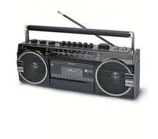 Class Retro Cassette Radio 16W Bluetooth USB SD Getto Blaster Player Black P2