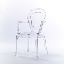 Niches V2 Bella Clear Ghost Arm Chair French Style Roccoco Modern Transparent UK