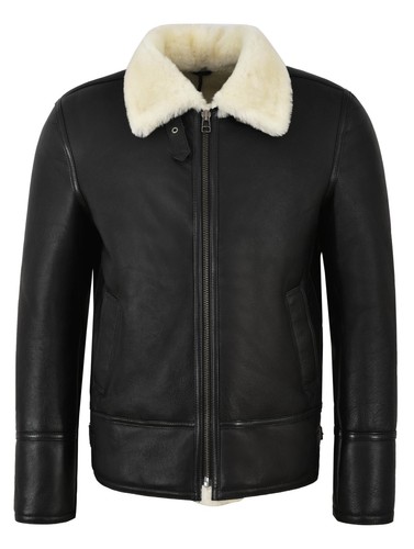 Men sheepskin jacket - sheepskin,