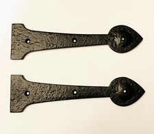 A Pair Of 9" Spear End False Door Hinge Fronts in Black Cast Iron (4201)