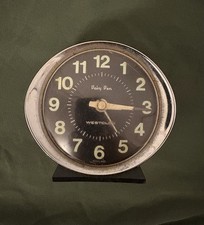 Vintage 1960s Alarm Clock BABY BEN Westclox Scotland Black Table Desk Clock