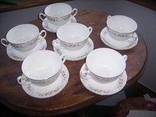 Mayfair Bone China Twin Handle Soup Bowl and Stand X 6