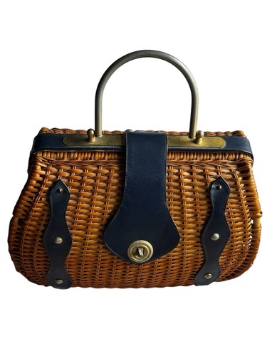 Vintage wicker basket handbag - vintage,