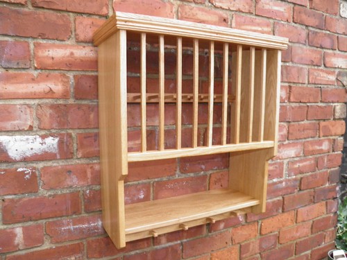 Solid oak plate rack with - solid,