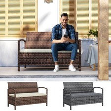 2 Seater Rattan Garden Bench