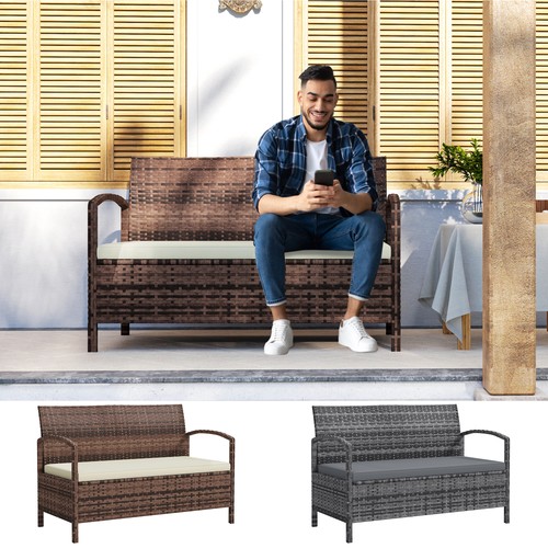 Seater rattan garden bench - 2,