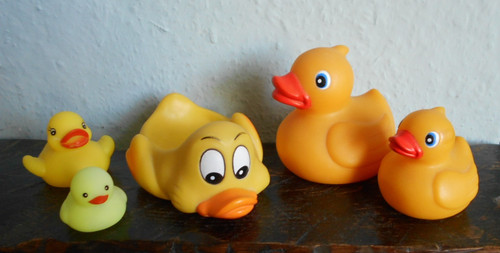 Yellow rubber bath duck bundle - rubber,
