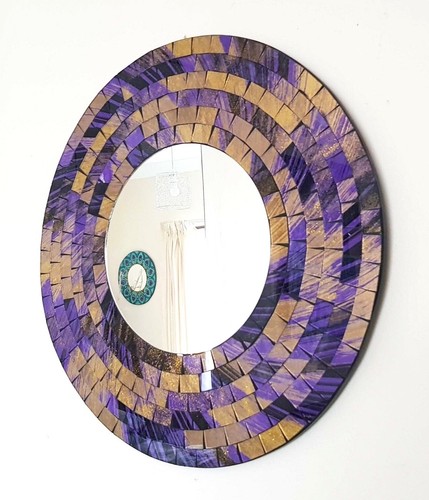 Round mosaic purple gold black
