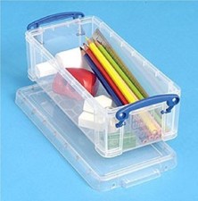 Really Useful 0.9 Litre Clear Plastic Storage / Pencil Box
