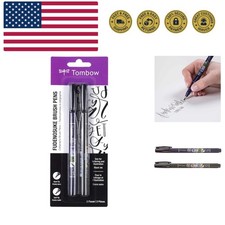 62038 Fudenosuke Brush Pen, 2-Pack. Soft and Hard Tip Fudenosuke Brush Pens f...